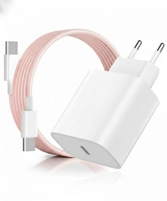 USB-C Schnellladegerät 20W Power Delivery mit 2m USB-C Kabel (Rosa) – Kompati... - Hauptbild