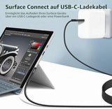 Surface Connect auf USB-C Ladekabel 1,8m – 45W Power Delivery Schnellladekabe... - Detailansicht